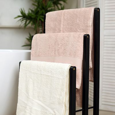Froppi Bamboo Free Standing Towel Rack, Wooden Towel Holder and Ladder with 3 Bars