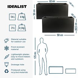 IDEALIST Lite Contemporary Light Concrete Trough Planter Set