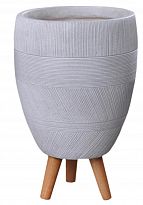 IDEALIST Lite Striped White Egg Planter on Legs, Round Pot Plant Stand...