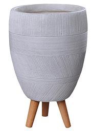 IDEALIST Lite Striped Egg Planter on Legs, Round Pot Plant Stand Indoor