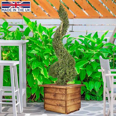 Rustic Scandinavian Redwood Square Outdoor Planter Made in UK by HORTICO