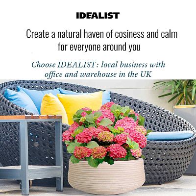 IDEALIST Lite Large Ribbed Light Concrete Bowl Planter